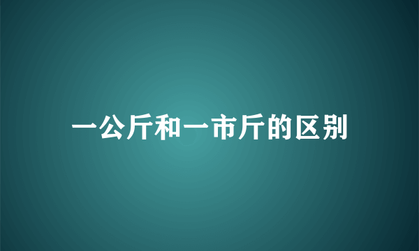 一公斤和一市斤的区别
