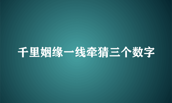 千里姻缘一线牵猜三个数字