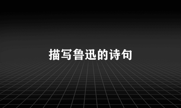 描写鲁迅的诗句