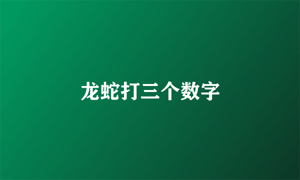 龙蛇打三个数字