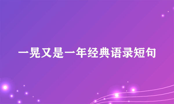 一晃又是一年经典语录短句