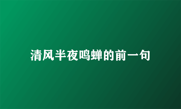清风半夜鸣蝉的前一句