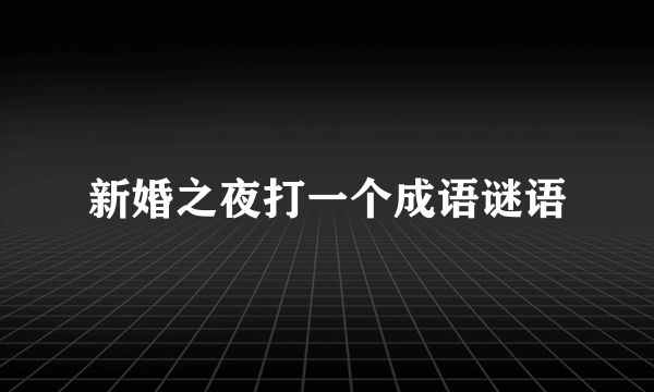 新婚之夜打一个成语谜语