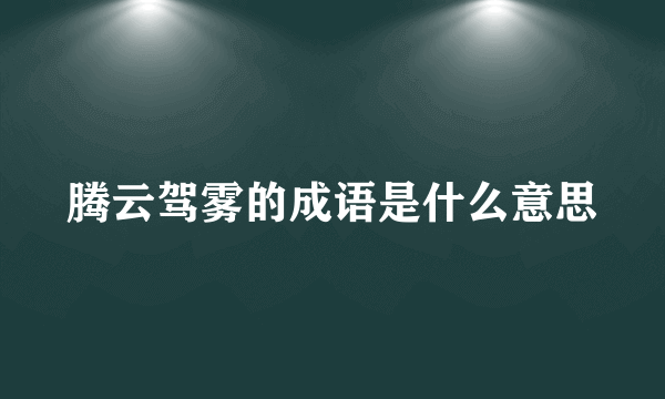 腾云驾雾的成语是什么意思