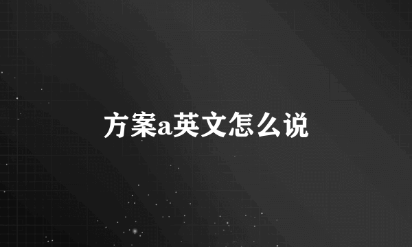 方案a英文怎么说