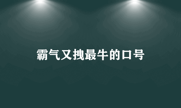 霸气又拽最牛的口号