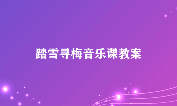 踏雪寻梅音乐课教案