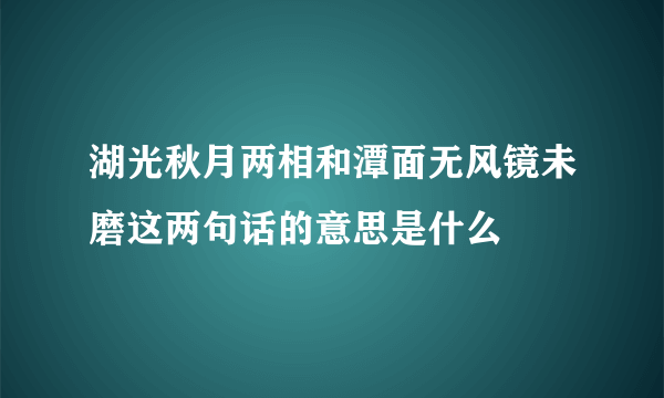 湖光秋月两相和潭面无风镜未磨这两句话的意思是什么