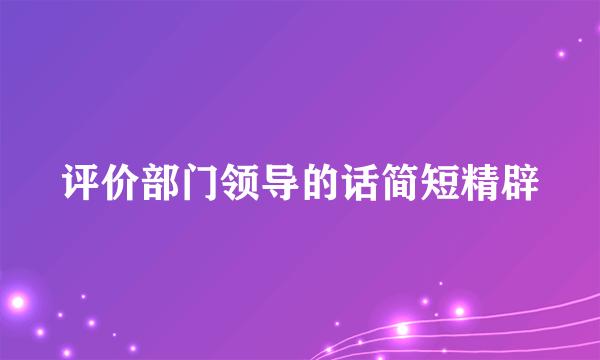 评价部门领导的话简短精辟