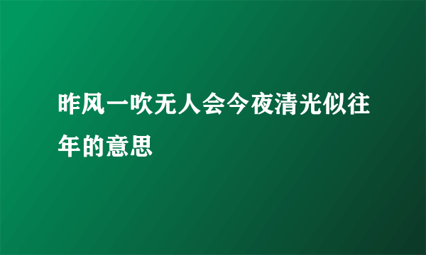 昨风一吹无人会今夜清光似往年的意思