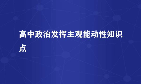 高中政治发挥主观能动性知识点
