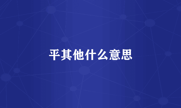 平其他什么意思