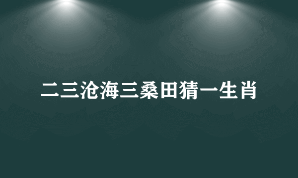 二三沧海三桑田猜一生肖