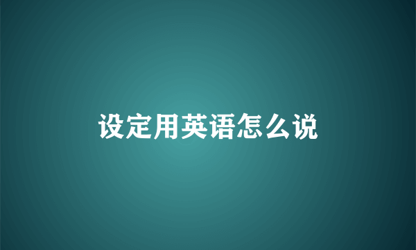 设定用英语怎么说