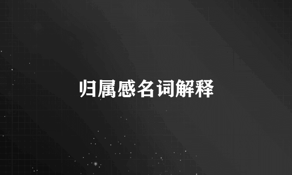 归属感名词解释