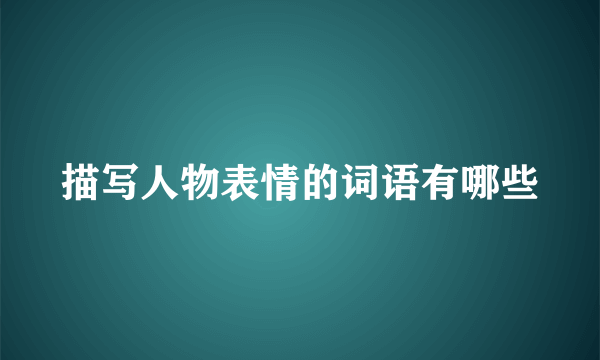 描写人物表情的词语有哪些