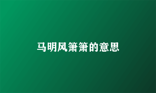 马明风箫箫的意思