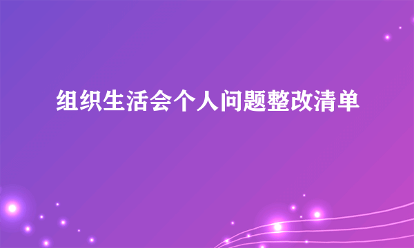 组织生活会个人问题整改清单