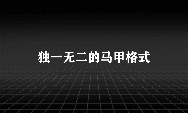 独一无二的马甲格式