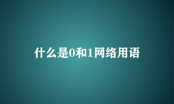 什么是0和1网络用语