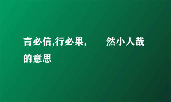言必信,行必果,硁硁然小人哉的意思