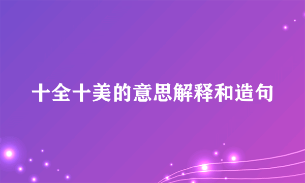 十全十美的意思解释和造句
