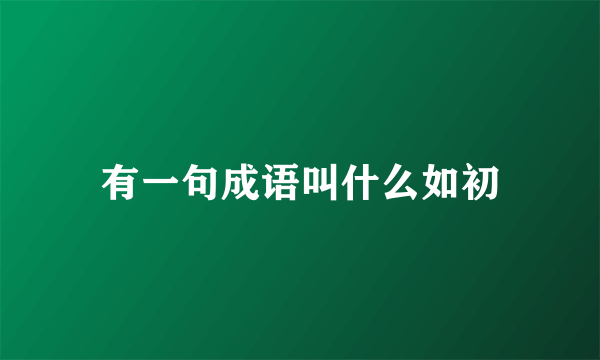 有一句成语叫什么如初