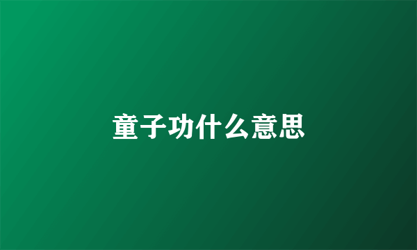 童子功什么意思