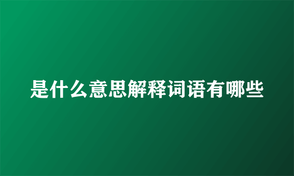 是什么意思解释词语有哪些