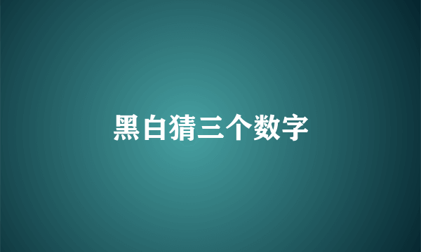 黑白猜三个数字