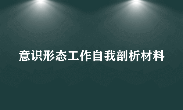 意识形态工作自我剖析材料