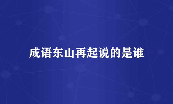 成语东山再起说的是谁