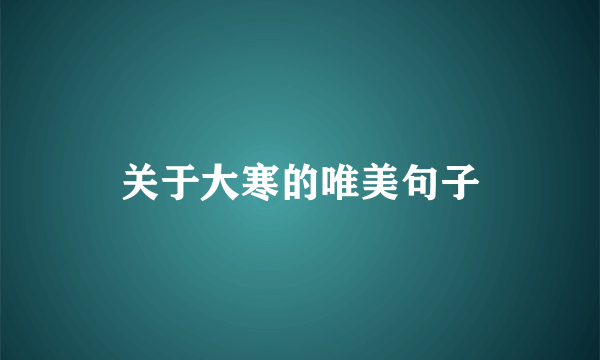 关于大寒的唯美句子
