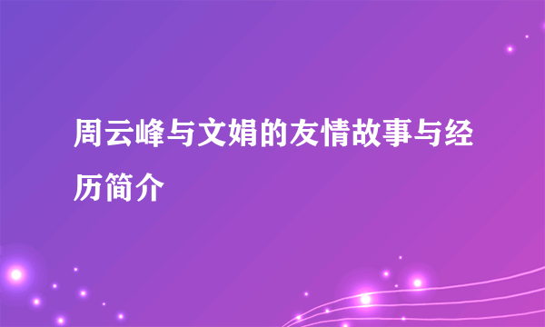 周云峰与文娟的友情故事与经历简介
