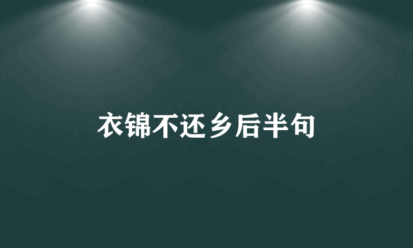 衣锦不还乡后半句