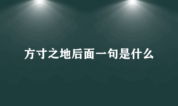 方寸之地后面一句是什么