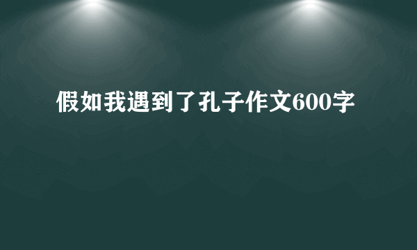 假如我遇到了孔子作文600字