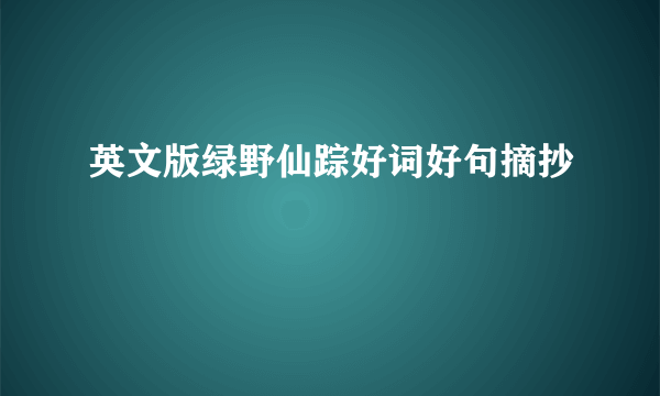 英文版绿野仙踪好词好句摘抄