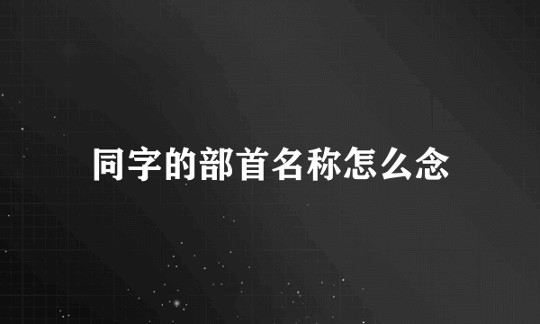 同字的部首名称怎么念