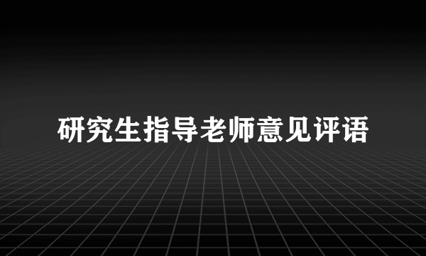 研究生指导老师意见评语