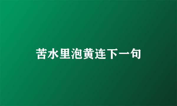 苦水里泡黄连下一句