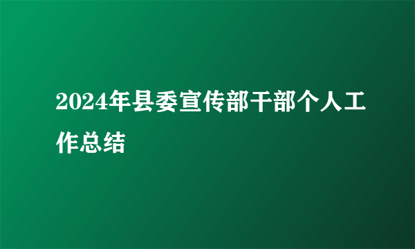 2024年县委宣传部干部个人工作总结