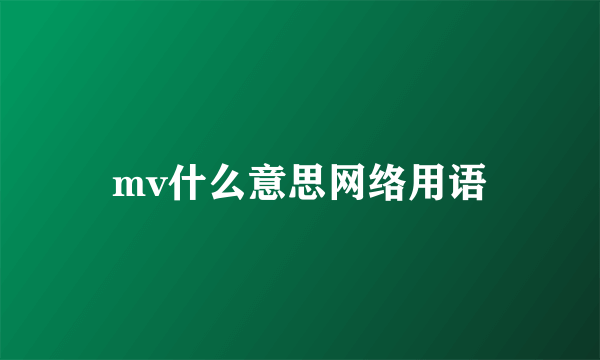 mv什么意思网络用语