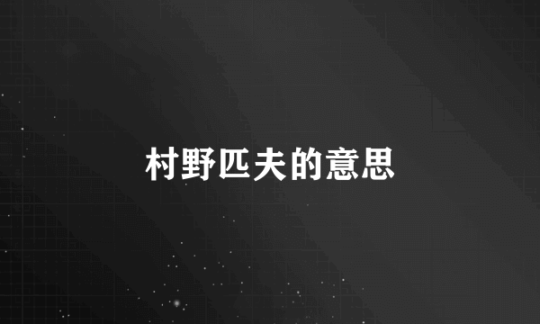 村野匹夫的意思