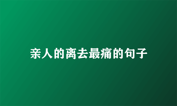 亲人的离去最痛的句子