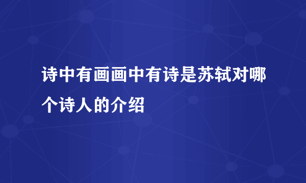 诗中有画画中有诗是苏轼对哪个诗人的介绍