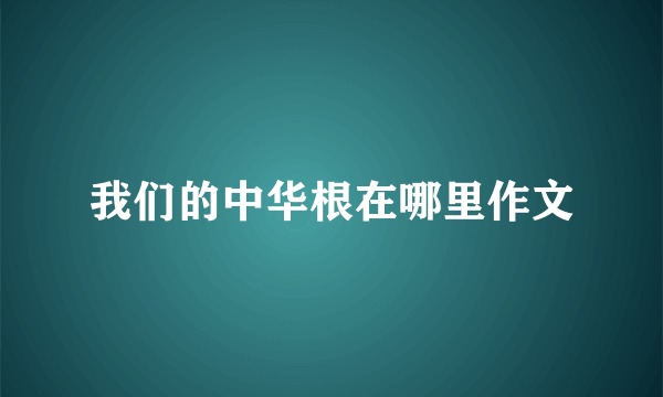 我们的中华根在哪里作文