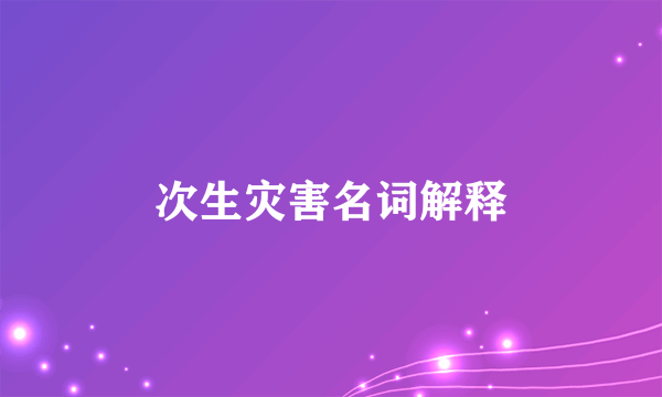 次生灾害名词解释
