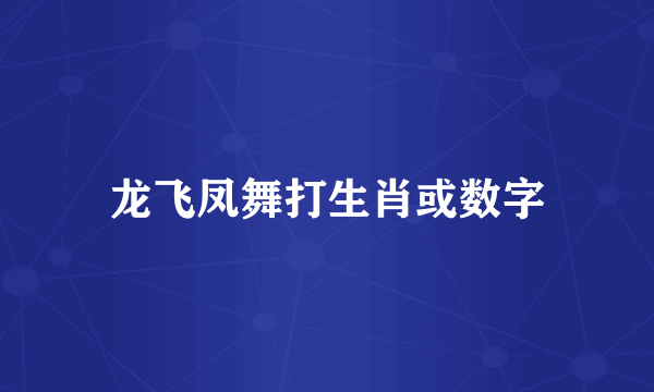 龙飞凤舞打生肖或数字