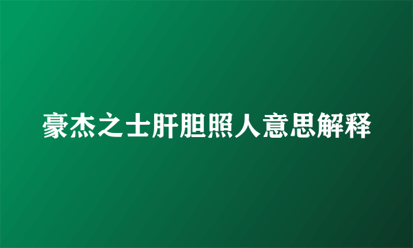 豪杰之士肝胆照人意思解释